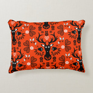 Modern Scandinavian Folk Art Deer Decorative Cushion