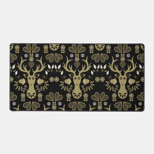 Modern Scandinavian Folk Art Deer Desk Mat (Front)