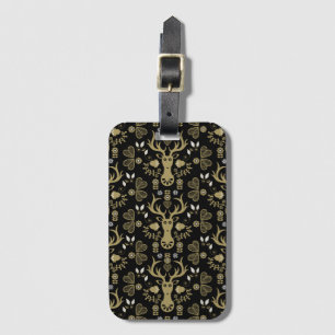 Modern Scandinavian Folk Art Deer Luggage Tag