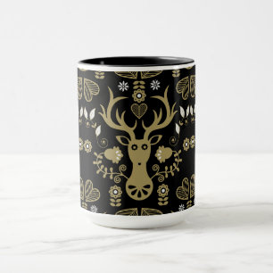 Modern Scandinavian Folk Art Deer Mug
