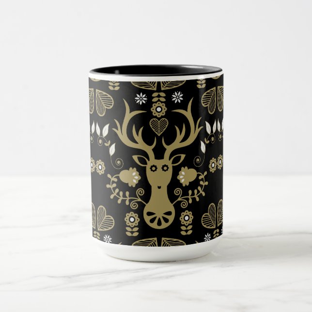 Modern Scandinavian Folk Art Deer Mug (Center)
