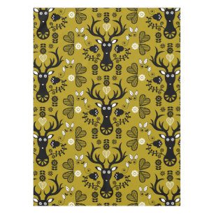 Modern Scandinavian Folk Art Deer Tablecloth