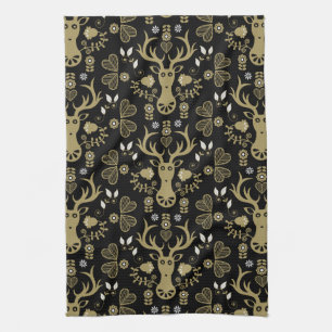 Modern Scandinavian Folk Art Deer Tea Towel