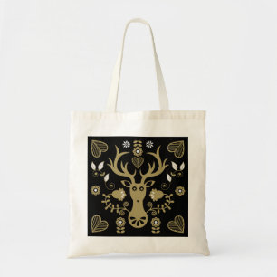 Modern Scandinavian Folk Art Deer Tote Bag