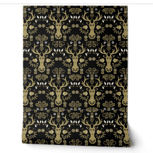 Modern Scandinavian Folk Art Deer Wallpaper