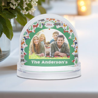 Modern Scandinavian Folk Art Nature Boho Photo Snowglobe