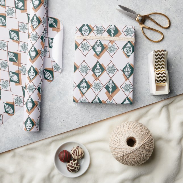 Modern Scandinavian Green Christmas Botanical Wrapping Paper (Crafts)