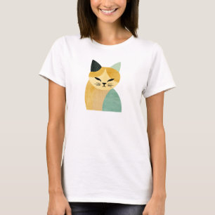 Modern Scandinavian Minimalist Geometric Cat T-Shirt