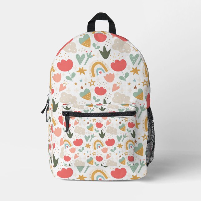 Modern Scandinavian Playful Motifs Printed Backpack (Front)