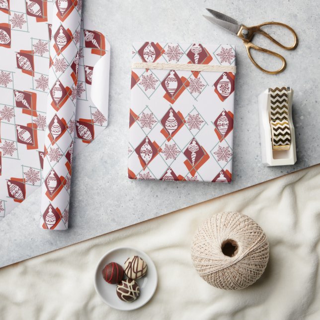 Modern Scandinavian Red Christmas Botanical Wrapping Paper (Crafts)