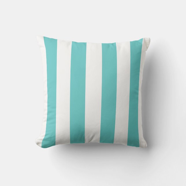 Modern Scandinavian style aqua turquoise stripes Cushion (Front)