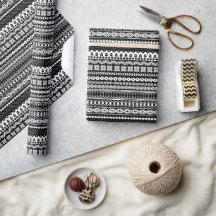 Modern Scandinavian Sweater Print Holiday Wrapping Paper
