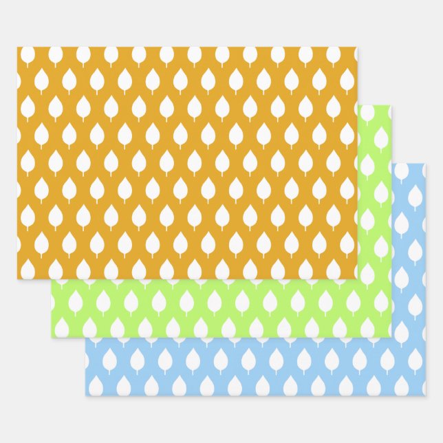 Modern Scandinavian White Leaf Seamless Pattern Wrapping Paper Sheet (Set)