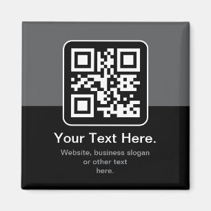 Modern Scannable QR Code Black Grey & White Magnet
