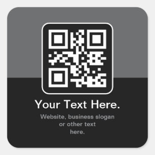 Modern Scannable QR Code Black Grey & White Square Sticker