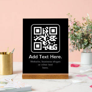 Modern Scannable QR Code   Black White & Grey Acrylic Sign