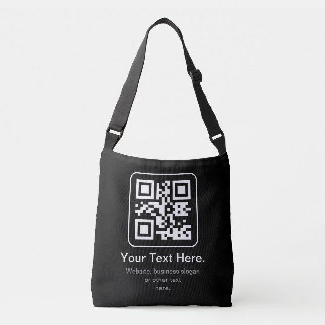 Modern Scannable QR Code | Black White & Grey Crossbody Bag (Front)