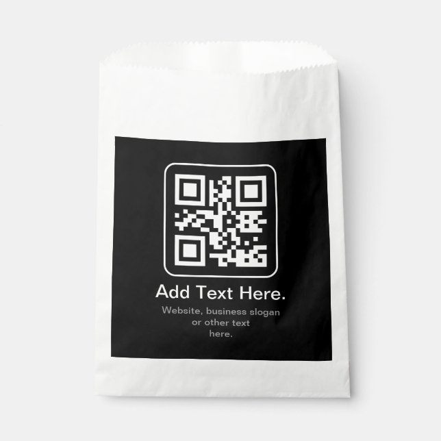 Modern Scannable QR Code | Black White & Grey Favour Bags (Front)