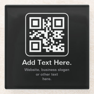 Modern Scannable QR Code Black White & Grey Glass Coaster