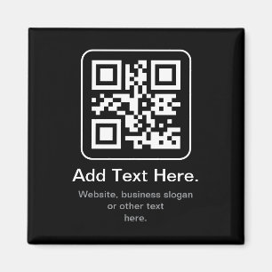 Modern Scannable QR Code   Black White & Grey Magnet