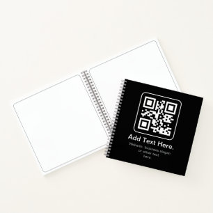 Modern Scannable QR Code Black White & Grey Notebook
