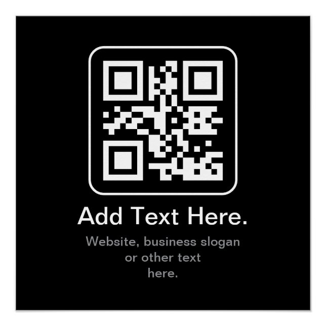 Modern Scannable QR Code | Black White & Grey Poster (Front)