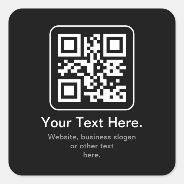 Modern Scannable QR Code | Black White & Grey Square Sticker (Front)