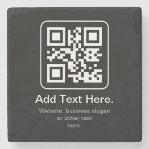 Modern Scannable QR Code Black White & Grey Stone Coaster