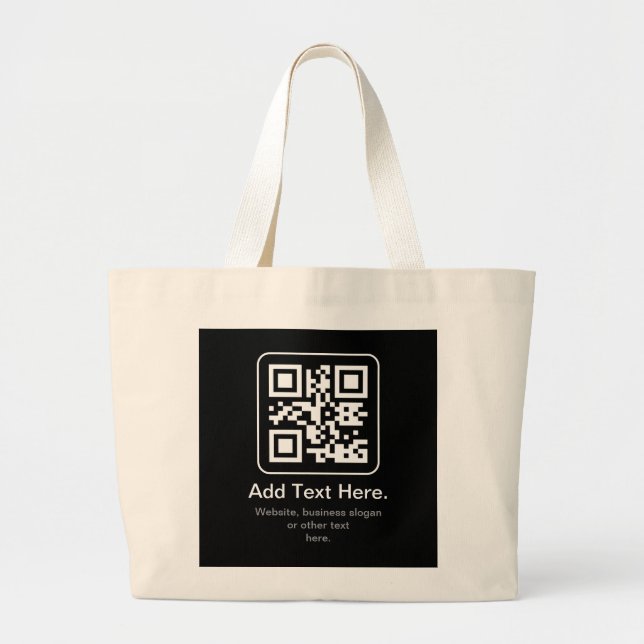 Modern Scannable QR Code Large Tote Bag (Front)