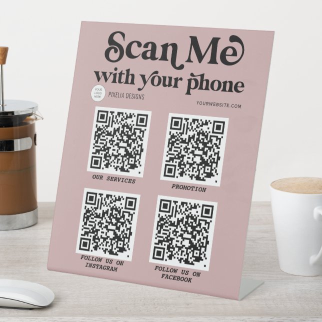 Modern scannable QR code networking Trendy sign (In SItu)