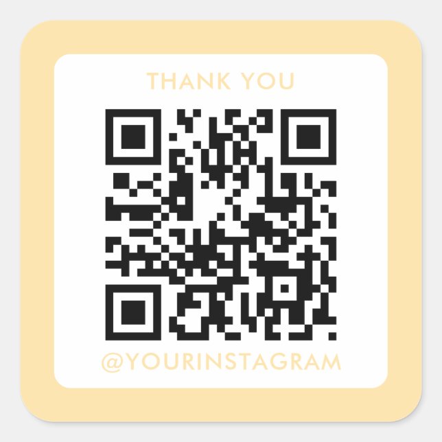 modern scannable thank you marketing qr code square sticker (Front)
