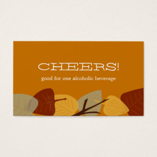 Modern scattered leaves autumn bar drink ticket