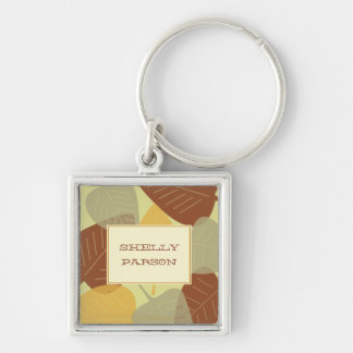 Modern scattered leaves autumn personalized key ring