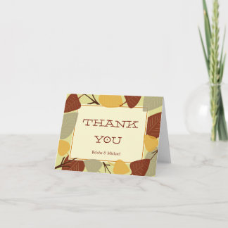 Modern scattered leaves autumn thank you note card