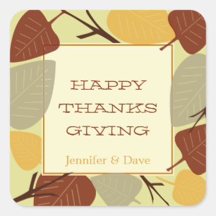 Modern scattered leaves thanksgiving celebration square sticker