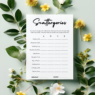 Modern Scattergories Bridal Shower Game Card