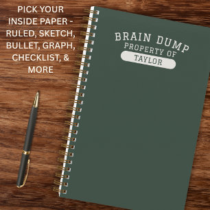 Modern School Brain Dump List Funny Green Notebook