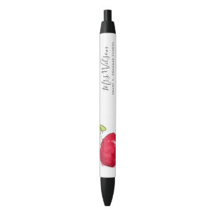 MODERN SCHOOL TEACHER OIL PAINT HAND DRAWN APPLE BLACK INK PEN