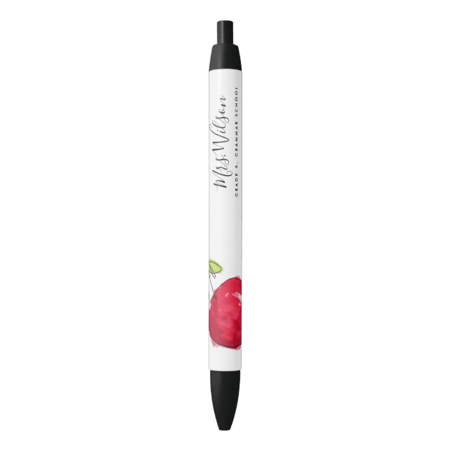 MODERN SCHOOL TEACHER OIL PAINT HAND DRAWN APPLE BLACK INK PEN (Front Vertical)