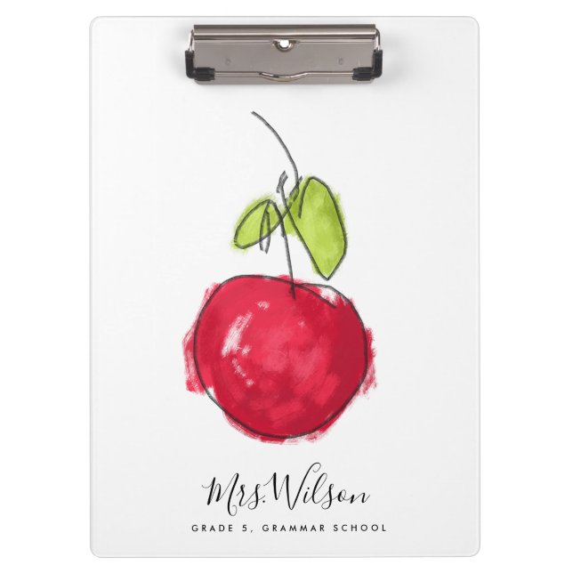 MODERN SCHOOL TEACHER OIL PAINT HAND DRAWN APPLE CLIPBOARD (Front)