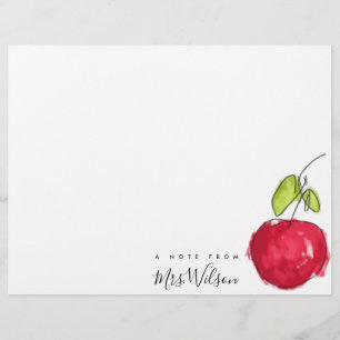 MODERN SCHOOL TEACHER OIL PAINT HAND DRAWN APPLE CUSTOM LETTERHEAD