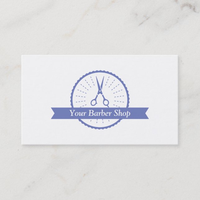 Modern Scissors Barber Shop Hair Salon Business Card (Front)
