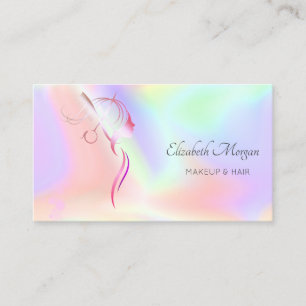 Modern Scissors  Face Silhouette Holographic  Business Card
