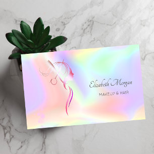Modern Scissors Face Silhouette Holographic Business Card