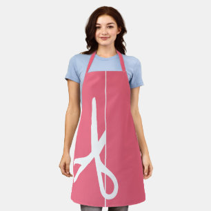 Modern Scissors Hair Stylist Coral Pink Apron