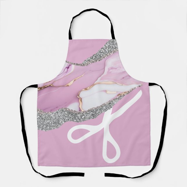 Modern Scissors Hair Stylist Pink Apron (Front)