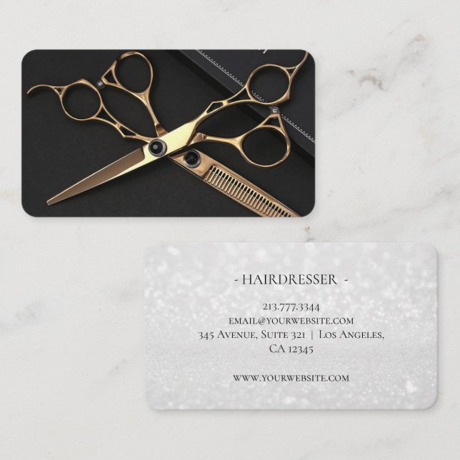 Modern Scissors Hair Stylist Polignac  Business Card (Front/Back)