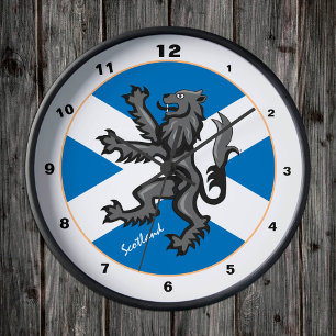 Modern Scottish Flag, Rampant, Scotland design Round Clock