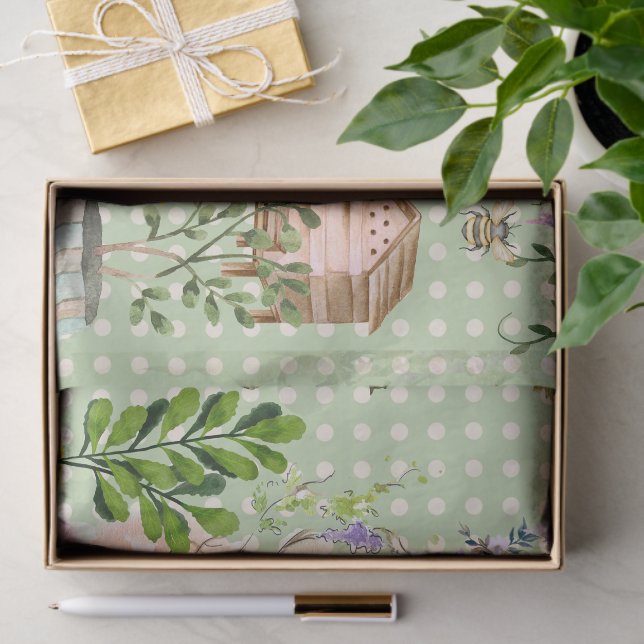 Modern scrapbook background Greenery collage Tissue Paper (Gift)