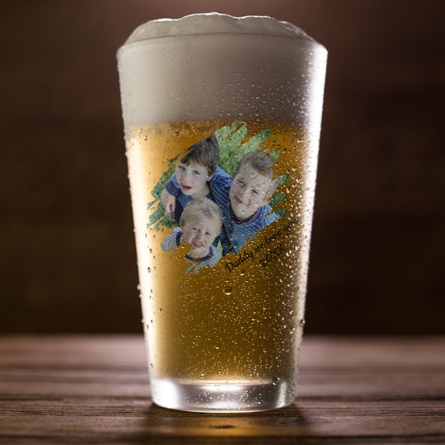Modern Scratched Effect Photo | Personalised Beer Glass